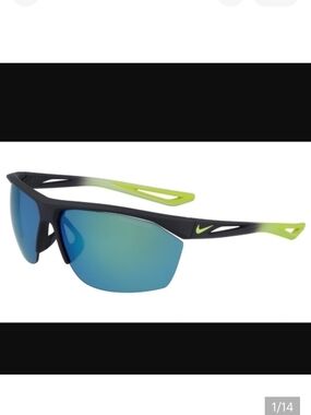 🆕️✔️NIKE TAILWIND M SUNGLASSES - GRIDIRON & GREEN MIRROR WRAP AROUND✔️